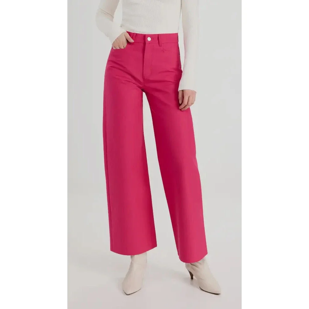$580 Wandler Women's Pink Magnolia Italy Relaxed Straight-Leg Pants Size 29 - Picture 1 of 5